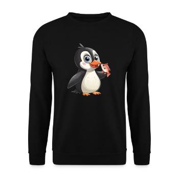 Penguin Kawaii Penguin Cute - Unisex Sweatshirt - black - Front - Alina (178cm) & Michal (187cm)