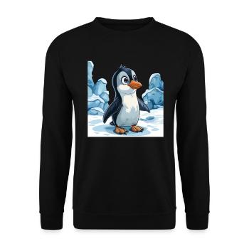 Pinguin Kawaii Pinguin Niedlich - Unisex Pullover - Schwarz - Vorne - Alina (178cm) & Michal (187cm)