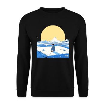 Pinguin Eisige Landschaft Kawaii Pinguin Niedlich - Unisex Pullover - Schwarz - Vorne - Alina (178cm) & Michal (187cm)