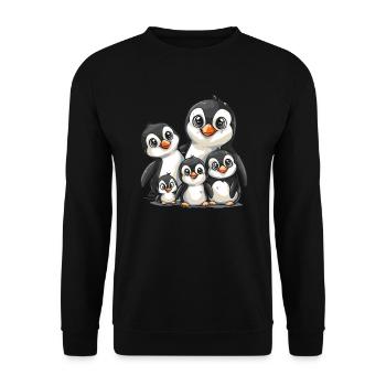 Penguin Family Kawaii Penguin Cute - Unisex Sweatshirt - black - Front - Alina (178cm) & Michal (187cm)