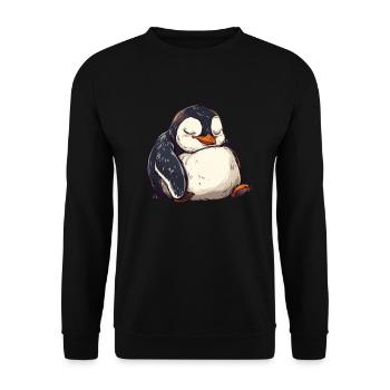 Penguin Kawaii Penguin Cute - Unisex Sweatshirt - black - Front - Alina (178cm) & Michal (187cm)