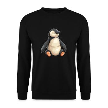 Pinguin Kawaii Pinguin Niedlich - Unisex Pullover - Schwarz - Vorne - Alina (178cm) & Michal (187cm)