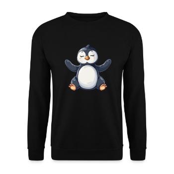 Pinguin Kawaii Pinguin Niedlich - Unisex Pullover - Schwarz - Vorne - Alina (178cm) & Michal (187cm)