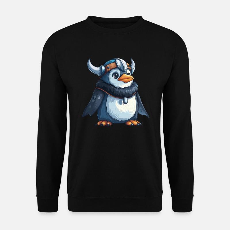 Pinguin Wikinger Kawaii Pinguin Niedlich - Unisex Pullover - Schwarz