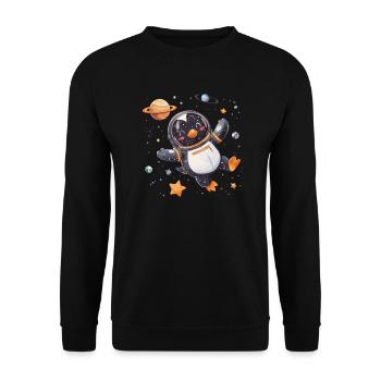 Penguin Astronaut Kawaii Penguin Cute - Unisex Sweatshirt - black - Front - Alina (178cm) & Michal (187cm)