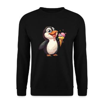 Penguin Ice Cream Kawaii Penguin Cute - Unisex Sweatshirt - black - Front - Alina (178cm) & Michal (187cm)
