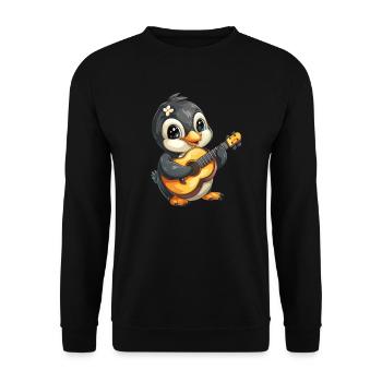 Penguin Ukulele Guitar Kawaii Penguin Cute - Unisex Sweatshirt - black - Front - Alina (178cm) & Michal (187cm)