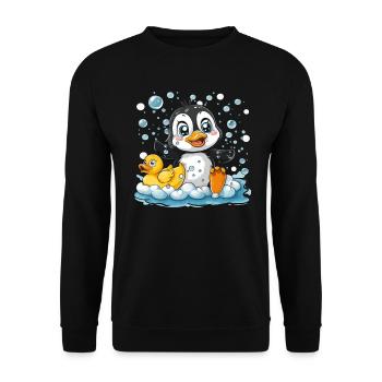 Penguin Bubble Bath Kawaii Penguin Cute - Unisex Sweatshirt - black - Front - Alina (178cm) & Michal (187cm)