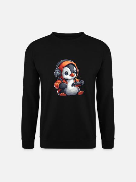 Pinguin Gamer Kawaii Pinguin Niedlich - Unisex Pullover - Schwarz
