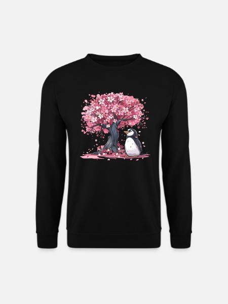 Pinguino Giapponese Sakura Albero Kawaii - Felpa unisex - nero