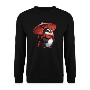 Penguin Geisha Japanese Kawaii Penguin Cute - Unisex Sweatshirt - black - Front - Alina (178cm) & Michal (187cm)