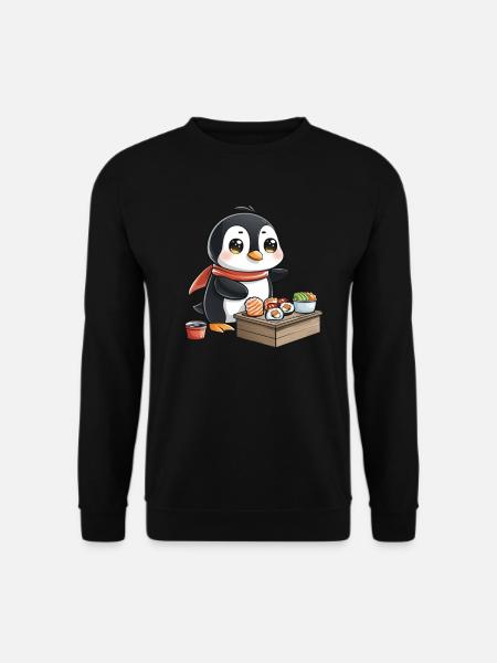 Pinguin Sushi Japanisch Kawaii Pinguin Niedlich - Unisex Pullover - Schwarz