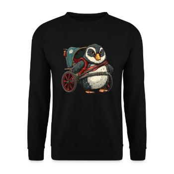 Pingouin, Pousse-pousse, Japonais, Kawaii, Pingouin, Mignon - Sweat-shirt Unisexe - noir - Devant - Alina (178cm) & Michal (187cm)