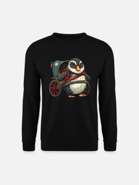 Pinguin Rikscha Japanisch Kawaii Pinguin Niedlich - Unisex Pullover - Schwarz