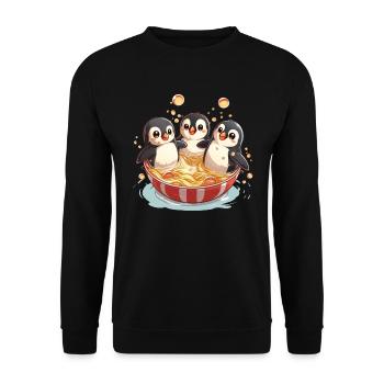 Pingouin Ramen Nouilles Kawaii Pingouin Mignon - Sweat-shirt Unisexe - noir - Devant - Alina (178cm) & Michal (187cm)