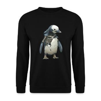 Pinguin Skelett Halloween Pinguin - Unisex Pullover - Schwarz - Vorne - Alina (178cm) & Michal (187cm)