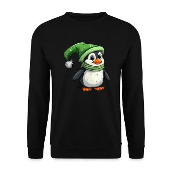 Pinguin Elf Weihnachten Pinguin Niedlich - Unisex Pullover - Schwarz - Vorne - Alina (178cm) & Michal (187cm)