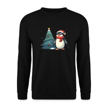 Pinguin Weihnachtsbaum Pinguin Niedlich - Unisex Pullover - Schwarz - Vorne - Alina (178cm) & Michal (187cm)