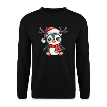 Penguin Reindeer Christmas Penguin Cute - Unisex Sweatshirt - black - Front - Alina (178cm) & Michal (187cm)