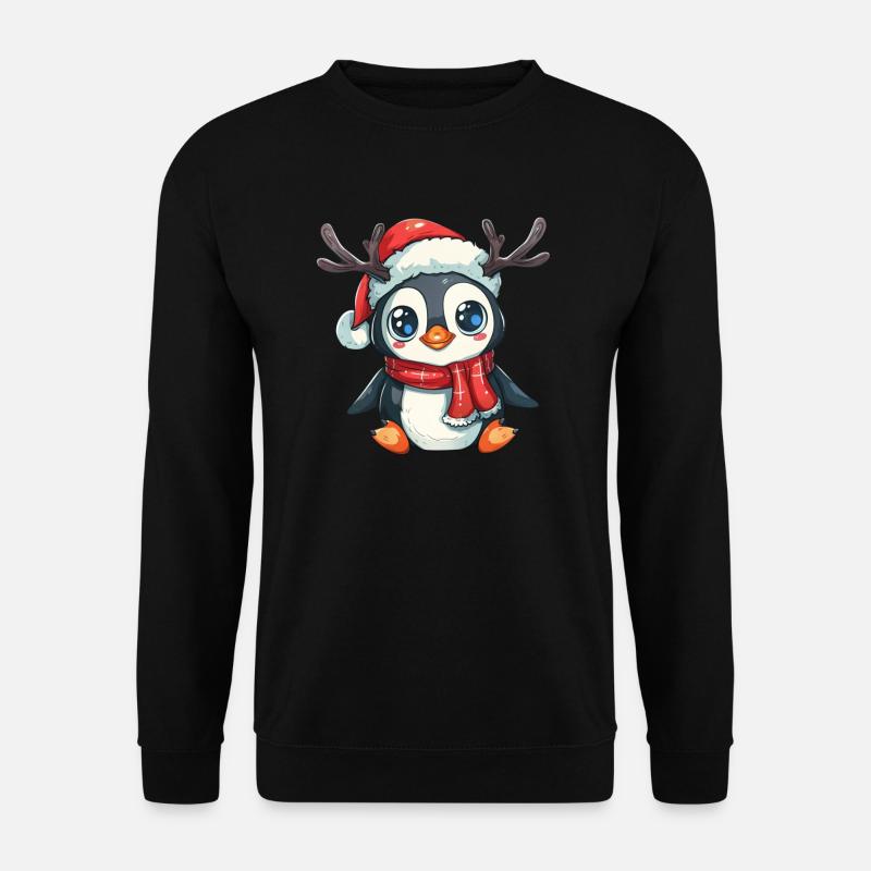 Penguin Reindeer Christmas Penguin Cute - Unisex Sweatshirt - black