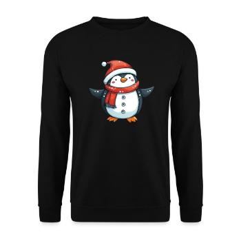 Penguin Snowman Christmas Penguin Cute - Unisex Sweatshirt - black - Front - Alina (178cm) & Michal (187cm)