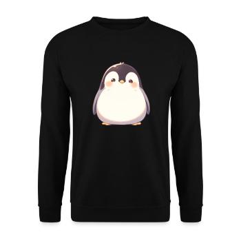 Pinguin Kawaii Pinguin Niedlich - Unisex Pullover - Schwarz - Vorne - Alina (178cm) & Michal (187cm)