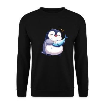Penguin Kawaii Penguin Cute - Unisex Sweatshirt - black - Front - Alina (178cm) & Michal (187cm)