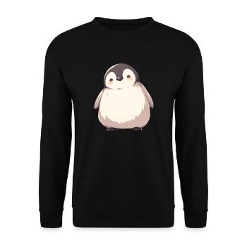 Pinguin Kawaii Pinguin Niedlich - Unisex Pullover - Schwarz - Vorne - Alina (178cm) & Michal (187cm)