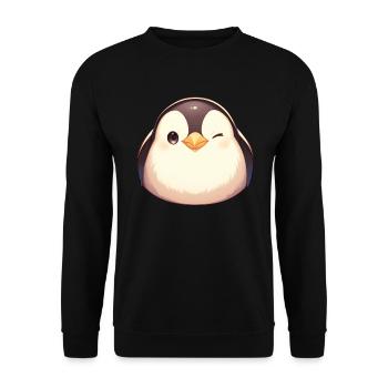 Pinguin Kawaii Pinguin Niedlich - Unisex Pullover - Schwarz - Vorne - Alina (178cm) & Michal (187cm)