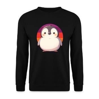 Penguin Kawaii Penguin Cute - Unisex Sweatshirt - black - Front - Alina (178cm) & Michal (187cm)