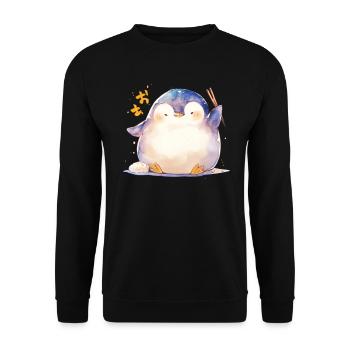 Penguin Kawaii Penguin Cute - Unisex Sweatshirt - black - Front - Alina (178cm) & Michal (187cm)