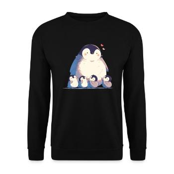 Penguin Family Kawaii Penguin Cute - Unisex Sweatshirt - black - Front - Alina (178cm) & Michal (187cm)