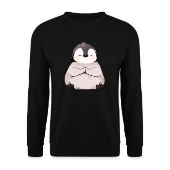 Pinguin Yoga Kawaii Pinguin Niedlich - Unisex Pullover - Schwarz - Vorne - Alina (178cm) & Michal (187cm)