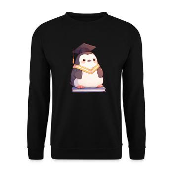 Penguin Graduate Kawaii Penguin Cute - Unisex Sweatshirt - black - Front - Alina (178cm) & Michal (187cm)