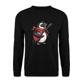 Penguin Electric Guitar Rock Kawaii Penguin - Unisex Sweatshirt - black - Front - Alina (178cm) & Michal (187cm)