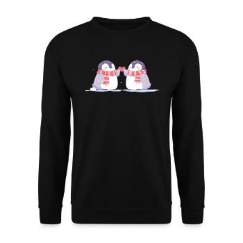 Pingouin Couple Kawaii Pingouin Mignon - Sweat-shirt Unisexe - noir - Devant - Alina (178cm) & Michal (187cm)