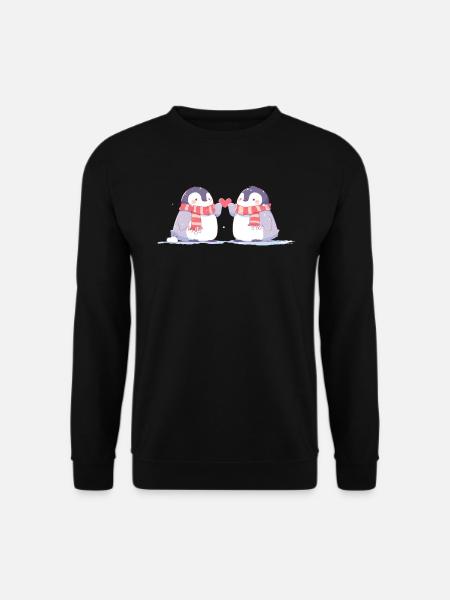 Pinguin Pärchen Kawaii Pinguin Niedlich - Unisex Pullover - Schwarz