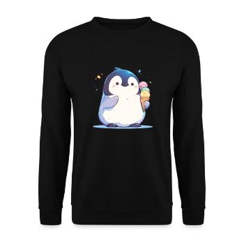Penguin Ice Cream Kawaii Penguin Cute - Unisex Sweatshirt - black - Front - Alina (178cm) & Michal (187cm)