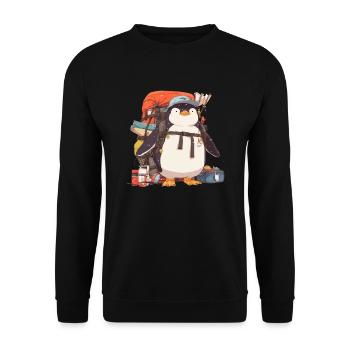 Penguin Traveler Kawaii Penguin Cute - Unisex Sweatshirt - black - Front - Alina (178cm) & Michal (187cm)