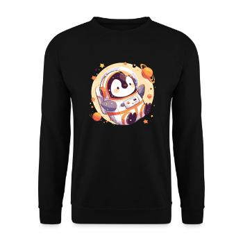 Penguin Astronaut Kawaii Penguin Cute - Unisex Sweatshirt - black - Front - Alina (178cm) & Michal (187cm)