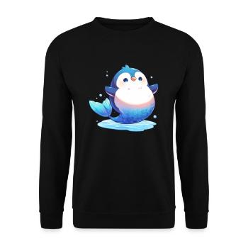 Pingouin, Sirène, Kawaii, Pingouin, Mignon - Sweat-shirt Unisexe - noir - Devant - Alina (178cm) & Michal (187cm)