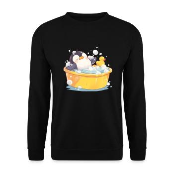 Penguin Bubble Bath Kawaii Penguin Cute - Unisex Sweatshirt - black - Front - Alina (178cm) & Michal (187cm)