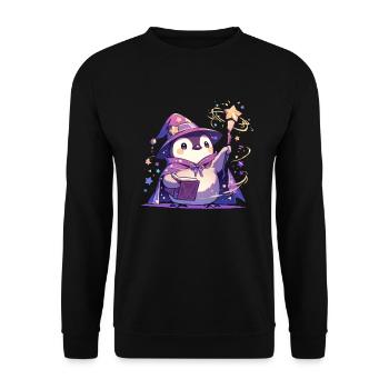 Pingouin Sorcier Kawaii Pingouin Mignon - Sweat-shirt Unisexe - noir - Devant - Alina (178cm) & Michal (187cm)