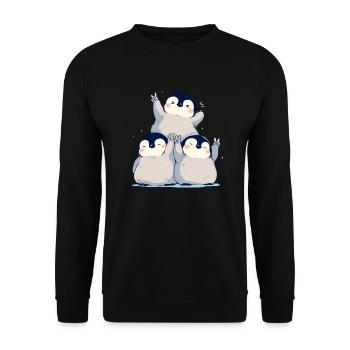 Penguin Peace Kawaii Penguin Cute - Unisex Sweatshirt - black - Front - Alina (178cm) & Michal (187cm)