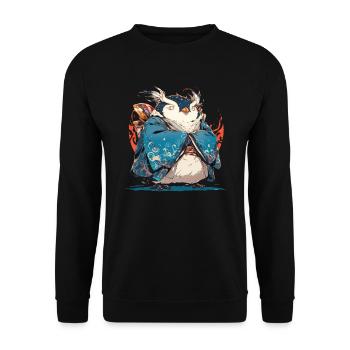 Pingouin Yokai Pingouin japonais mignon - Sweat-shirt Unisexe - noir - Devant - Alina (178cm) & Michal (187cm)