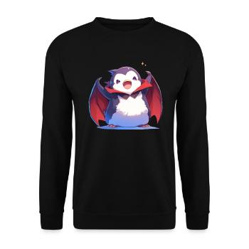 Penguin Vampire Halloween Penguin Cute - Unisex Sweatshirt - black - Front - Alina (178cm) & Michal (187cm)