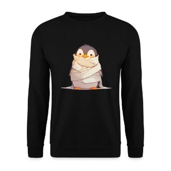 Pingouin Momie Halloween Pingouin Mignon - Sweat-shirt Unisexe - noir - Devant - Alina (178cm) & Michal (187cm)