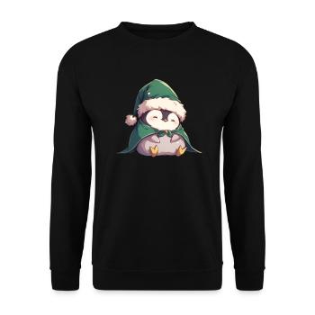 Pinguin Elf Weihnachten Pinguin Niedlich - Unisex Pullover - Schwarz - Vorne - Alina (178cm) & Michal (187cm)