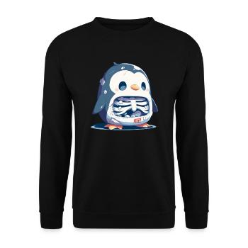 Pinguin Skelett Halloween Pinguin Niedlich - Unisex Pullover - Schwarz - Vorne - Alina (178cm) & Michal (187cm)