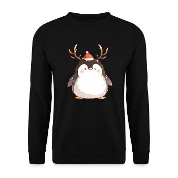 Pingouin Renne Noël Pingouin mignon - Sweat-shirt Unisexe - noir - Devant - Alina (178cm) & Michal (187cm)